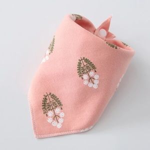 New Pink Flower Mid Century Modern Cotton Pet Bandana with Snaps for Cat Dog